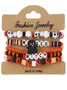 Halloween Series Polymer Clay Orange Pumpkin Skull Bat Fashion Personality Design Bracelet Set