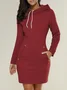 Women Plain Long Sleeve Spring/Fall Split Joint Dress Hoodie Daily Vintage Mini Tank A-Line Dress