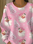 Women Santa Claus Crew Neck Printing Casual Spring/Fall Long Sleeve Sweatshirt
