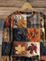 Women Maple Leaf Crew Neck Printing Casual Spring/Fall Long Sleeve Sweatshirt