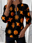 Women Halloween Crew Neck Printing Casual Spring/Fall Long Sleeve Sweatshirt
