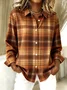 Women Geometric Long Sleeve Shirt Spring/Fall V Neck Daily Casual Top