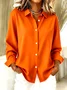 Women Plain Long Sleeve Shirt Spring/Fall V Neck Daily Casual Top