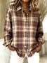 Women Geometric Long Sleeve Shirt Spring/Fall V Neck Daily Casual Top