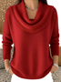 Women Plain Spring/Fall Casual Long Sleeve Crew Neck Cotton Sweater