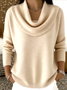 Women Plain Spring/Fall Casual Long Sleeve Crew Neck Cotton Sweater