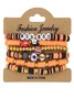 Halloween Series Polymer Clay Orange Pumpkin Skull Bat Fashion Personality Design Bracelet Set
