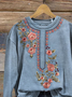 Women Floral Crew Neck Printing Casual Spring/Fall Long Sleeve Sweatshirt