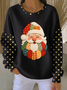 Women Santa Claus Crew Neck Printing Casual Spring/Fall Long Sleeve Sweatshirt