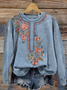 Women Floral Crew Neck Printing Casual Spring/Fall Long Sleeve Sweatshirt