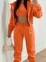 Women Plain Split Joint Matching Outfit Commuting Long Sleeve Casual Spring/Fall Multi-Piece Set Matching Set