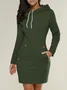 Women Plain Long Sleeve Spring/Fall Split Joint Dress Hoodie Daily Vintage Mini Tank A-Line Dress