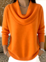 Women Plain Spring/Fall Casual Long Sleeve Crew Neck Cotton Sweater