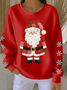 Women Santa Claus Crew Neck Printing Casual Spring/Fall Long Sleeve Sweatshirt