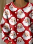 Women Santa Claus Crew Neck Printing Casual Spring/Fall Long Sleeve Sweatshirt