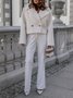 Women Spring/Fall Outerwear Casual Split Joint Plain Long Sleeve Shawl Collar Jacket