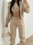 Women Plain Split Joint Matching Outfit Commuting Long Sleeve Casual Spring/Fall Multi-Piece Set Matching Set