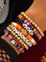 Halloween Series Polymer Clay Orange Pumpkin Skull Bat Fashion Personality Design Bracelet Set