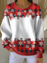 Women Plaid Crew Neck Printing Casual Spring/Fall Long Sleeve Sweatshirt