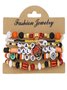 Halloween Series Polymer Clay Orange Pumpkin Skull Bat Fashion Personality Design Bracelet Set