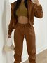 Women Plain Split Joint Matching Outfit Commuting Long Sleeve Casual Spring/Fall Multi-Piece Set Matching Set