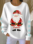 Women Santa Claus Crew Neck Printing Casual Spring/Fall Long Sleeve Sweatshirt