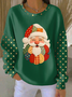 Women Santa Claus Crew Neck Printing Casual Spring/Fall Long Sleeve Sweatshirt
