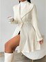 Women Autumn Outerwear Casual Jacquard Plain Long Sleeve Lapel Collar Jacket
