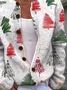 Women Christmas Printing Long Sleeve Crew Neck Vintage Spring/Fall Cardigan Outerwear
