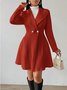 Women Autumn Outerwear Casual Jacquard Plain Long Sleeve Lapel Collar Jacket