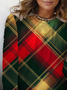 Women Plaid Long Sleeve Tee T-shirt Crew Neck Printing Casual Spring/Fall Graphic Tee Top