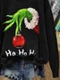 Women Christmas Crew Neck Printing Casual Spring/Fall Long Sleeve Sweatshirt