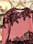 Women Floral Crew Neck Printing Casual Spring/Fall Long Sleeve Sweatshirt
