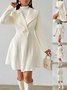 Women Autumn Outerwear Casual Jacquard Plain Long Sleeve Lapel Collar Jacket