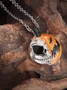 Creative Two-color Splicing Halloween Pendant Necklace Sterling Silver Epoxy Personality Double-sided Pumpkin Skull Electroplated Necklace