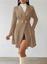 Women Autumn Outerwear Casual Jacquard Plain Long Sleeve Lapel Collar Jacket