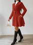 Women Autumn Outerwear Casual Jacquard Plain Long Sleeve Lapel Collar Jacket