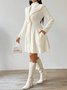 Women Autumn Outerwear Casual Jacquard Plain Long Sleeve Lapel Collar Jacket