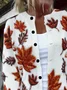 Women Maple Leaf Printing Long Sleeve Crew Neck Vintage Spring/Fall Cardigan Outerwear