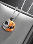 Creative Two-color Splicing Halloween Pendant Necklace Sterling Silver Epoxy Personality Double-sided Pumpkin Skull Electroplated Necklace