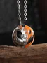 Creative Two-color Splicing Halloween Pendant Necklace Sterling Silver Epoxy Personality Double-sided Pumpkin Skull Electroplated Necklace