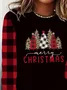 Women Plaid Long Sleeve Tee T-shirt Crew Neck Printing Casual Spring/Fall Graphic Tee Top