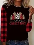 Women Plaid Long Sleeve Tee T-shirt Crew Neck Printing Casual Spring/Fall Graphic Tee Top