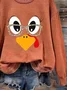 Women Thanksgiving Turkey Casual Crew Neck Long Sleeve Spring/Fall Sweatshirts