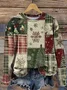 Women Christmas Crew Neck Printing Casual Spring/Fall Long Sleeve Sweatshirt