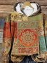 Women Ethnic Spring/Fall Printing Long Sleeve Casual Daily Hoodie