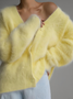 Women Plain Spring/Fall Cover-up Vintage Split Joint Lightweight Cardigan