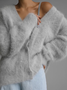 Women Plain Spring/Fall Cover-up Vintage Split Joint Lightweight Cardigan