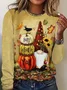 Women Maple Leaf Long Sleeve Tee T-shirt Crew Neck Printing Casual Spring/Fall Graphic Tee Top