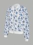 Women Spring/Fall Outerwear Vintage Printing Floral Long Sleeve Jacket